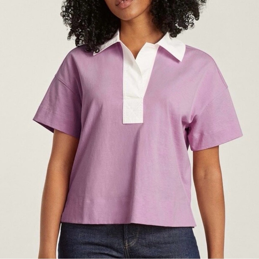 Everlane The Retro Jersey Polo in Pale Mauve Orchid Size Small - Picture 1 of 8